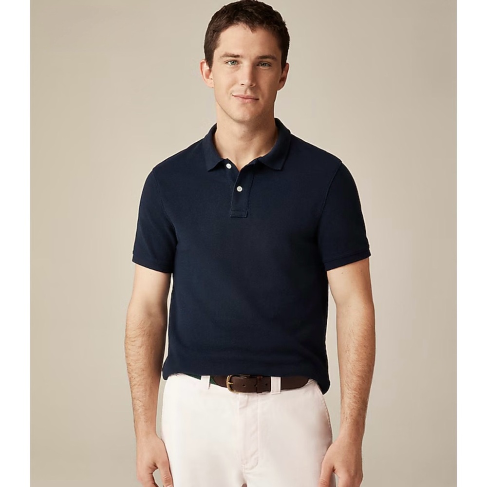 NWT J. Crew Classic Piqué Polo Shirt Short Sleeve Navy Blue